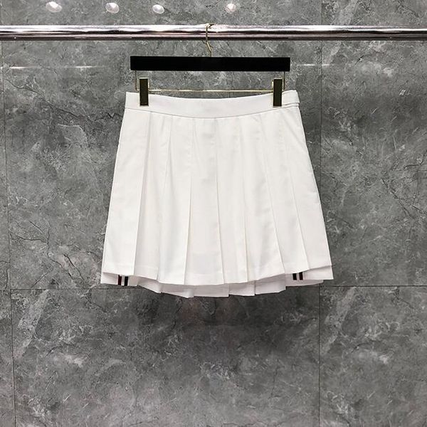 

skirts 2021 fashion brand women high waist slim above knee mini skirt white casual summer short pleated, Black