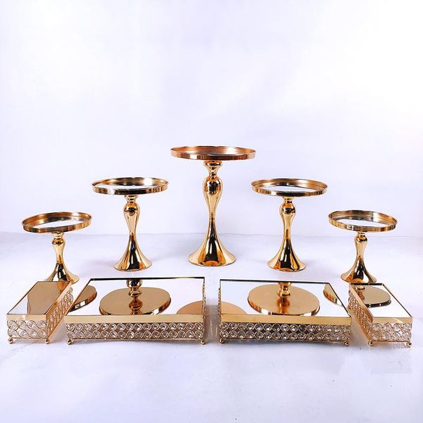 

other bakeware 7pcs-17pcs wedding cake stand set gold mirror metal cupcake beautiful tray dessert display decoration tools