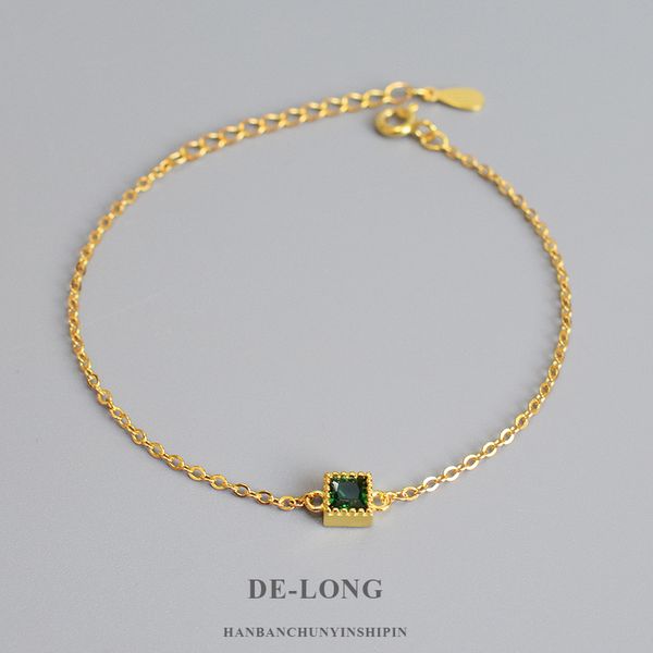 

s925 sterling silver link bracelets for women fashion linkchain hand simple jewelry woman delicate dainty chain girl gift 603708869672, Black