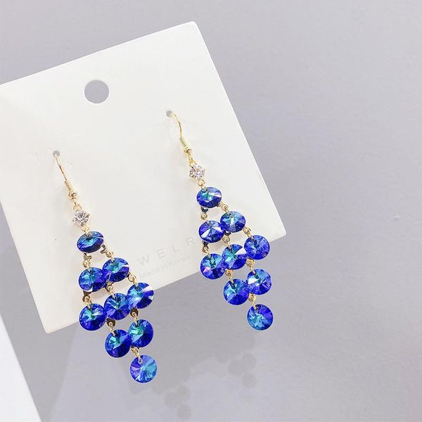 

stud exquisite cz blue crystal earrings s925 silver needle delicate, Golden;silver