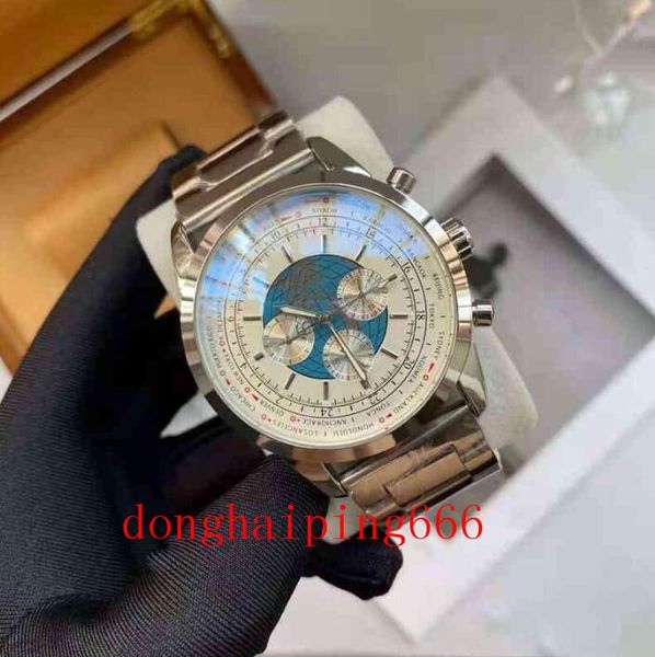 

2021 men's net steel belt watch leisure centennial six needle full working quartz watch, Slivery;brown