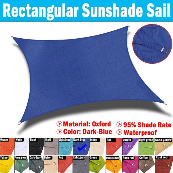 

shade dark-blue outdoor sunshade sail 300d waterproof rectangular canopy garden sun shelter beach camping patio pool tent