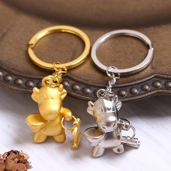 

decorative objects & figurines zodiac ox keychain pendant vintage lucky bull charm chinese decor