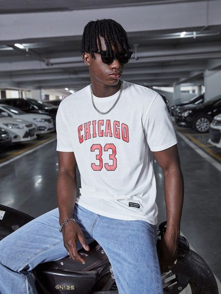 

men letter graphic crew neck tee 06wo#, White;black