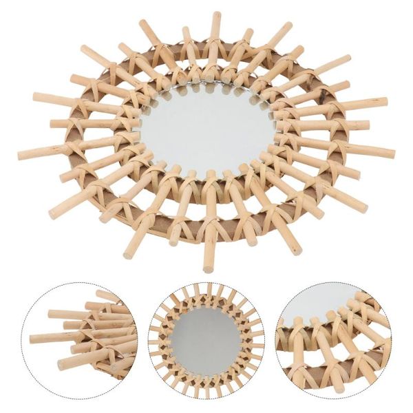 

mirrors 1pc hand-woven mirror wall decor hanging adornment