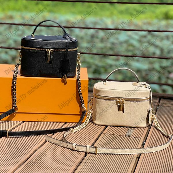 

vanity pm mini nice leather chain shoulder bag designer ink embossed handle bags women luxurys handbag brown flower cross body
