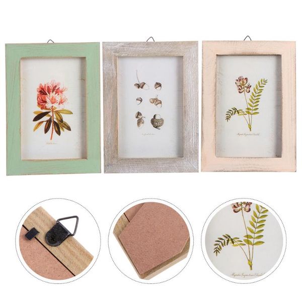 

3pcs 6 inches po frames pretty wood holder picture frame (mixed color)