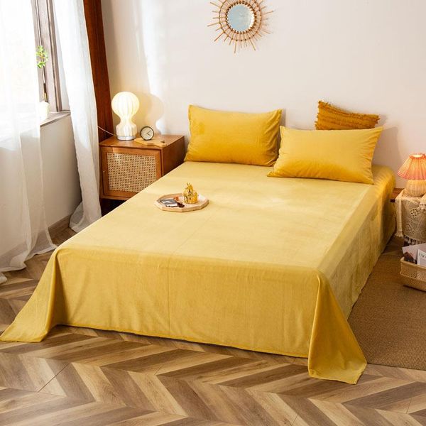 

sheets & sets crystal velvet bed linen flat sheet solid color 1pcs winter warm soft case 2pcs