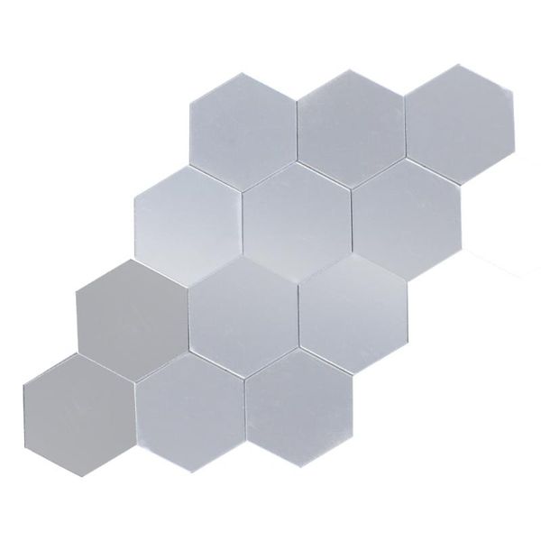 

wall stickers 12pcs hexagonal acrylic mirrors home decor living room diy modern art mirror mural decoration 4x4cm (silver)