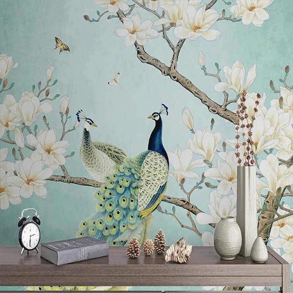 

wallpapers custom chinese style 3d flowers and birds large mural wallpaper living room bedroom decoration waterproof