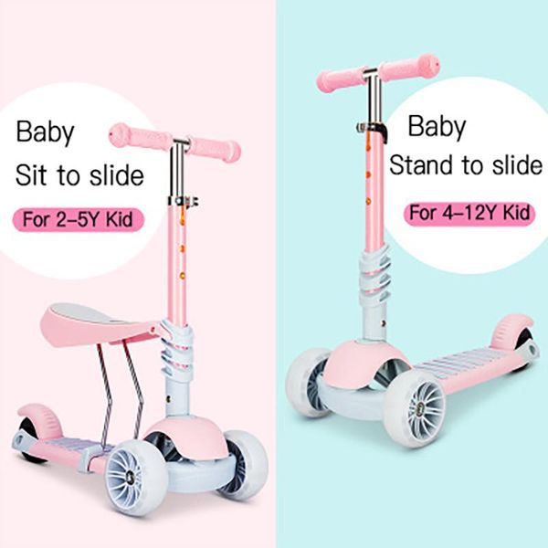 

gift sets kids scooter car for 2-6 years old skater surf wheel folding 2 in 1 with seat baby walker outdoor toys