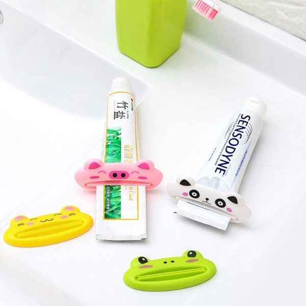 

toothbrush holders plastic toothpaste tube squeezer cartoon animal cream dispenser home bathroom squeezing tool