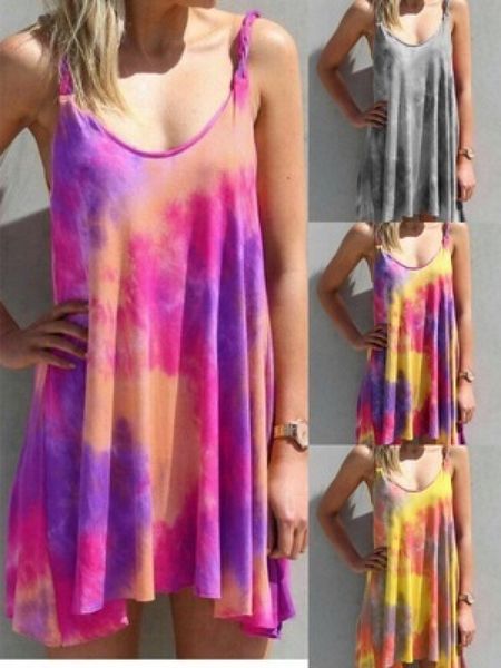 

new summer 2021 women's wear gradient printed suspender dress, Black;gray