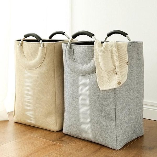 

storage baskets aluminum alloy handle clothes barrel waterproof multifunction laundry bag high capacity toy basket foldable 1pcs