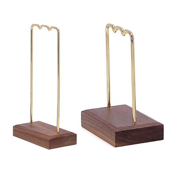 

jewelry pouches, bags 2pcs walnut wood metal earrings pendant stand display earring storage stand,large & small, Pink;blue