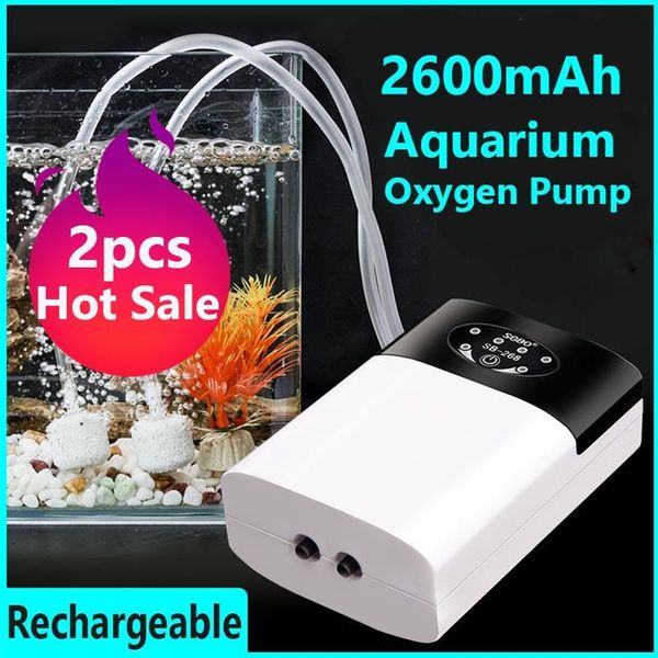 

air pumps & accessories 2pcs aquarium oxygen pump compressor 2600mah fish tank usb charging exhaust ultra silent mute portable outdoor fishi