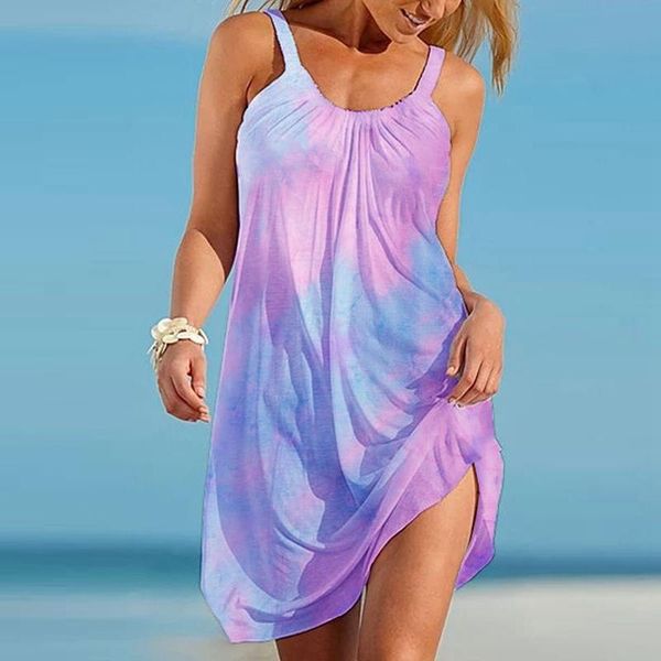 

casual dresses uclio women's fashion printed sling dress gradient color, Black;gray