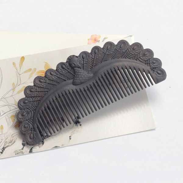 

hair brushes natural sandalwood wood comb anti-static exquisite double sided carved wooden birthday gift for wife mother butt666, Silver