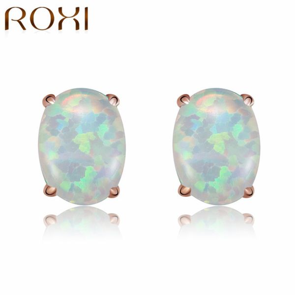 

opal female egg shaped 6 * 8mm protein aobao earrings, Black