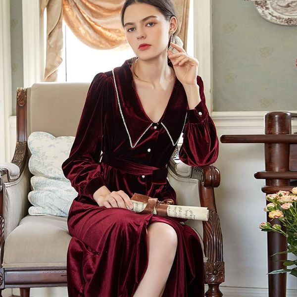 

women's sleepwear winter robe for women romantic gown evening gowns, Black;red