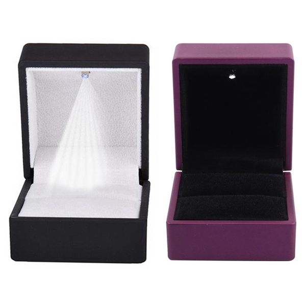 

jewelry pouches, bags 2 pcs led lighted ring gift box wedding engagement rings display soft velvet tray case holder stand storage show, Pink;blue
