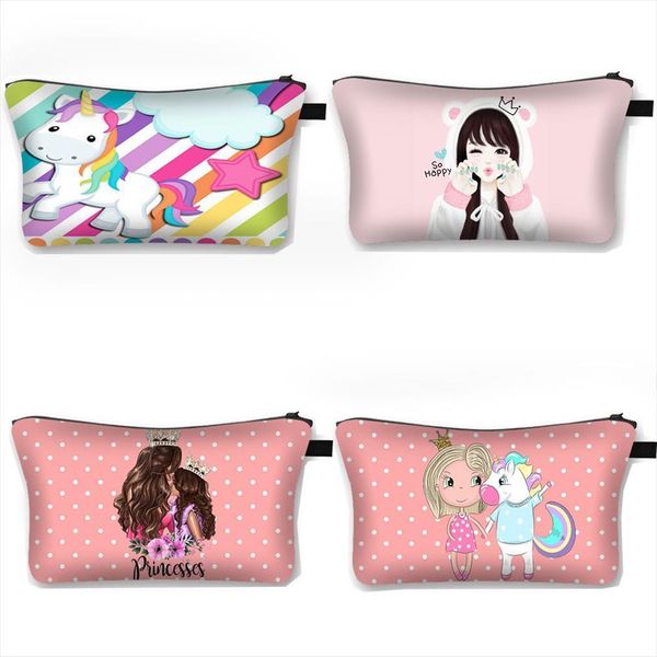 

cute princess unicorn cosmetic case bag teenager girl makeup women fashion female pouch ladies toiletry bags