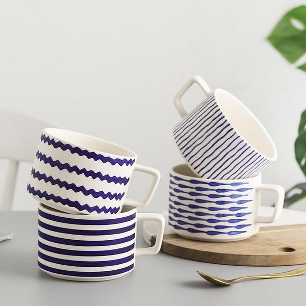 

mugs 560ml handpainted coffee blue and white underglaze ceramic tea milk cups nordic home office breakfast mug cup creative gift