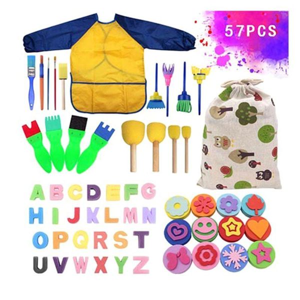

pcs/set washable sponge painting brushes with cloth bag kids paintbrush drawing art graffiti supplies children toddler gift sets
