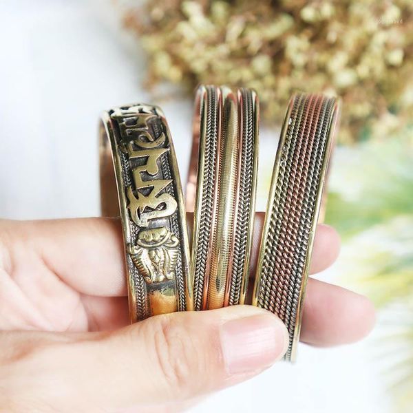 

charming handcraft handmade three color copper six character true words bracelet1, Black