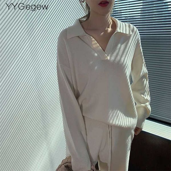 

cashmere autumn winter polo sweater pullover women long sleeve oversize v-neck neck basic chic ins sweater 211214, White;black