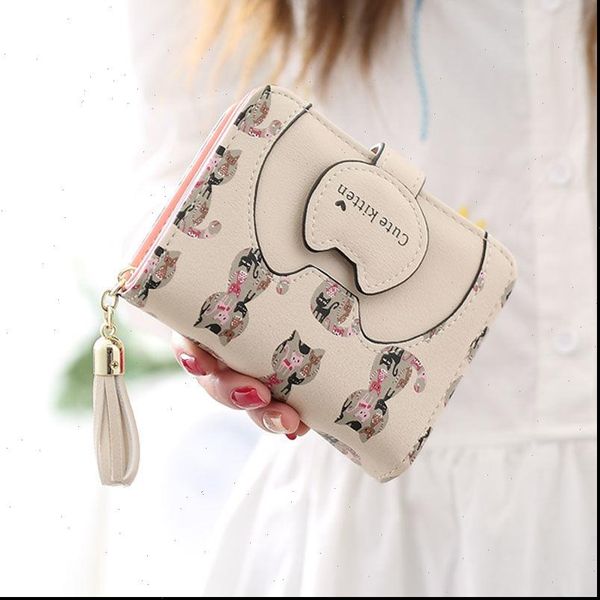 

women lady girl cute cartoon cat wallet elegant card holder coin purse small pu leather handbag fashion lovely money bag, Red;black