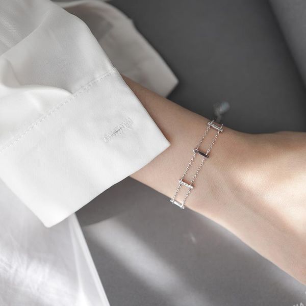 

link, chain ins minority design bracelet korean version simple bracelets for women designer inspired charms making, Black