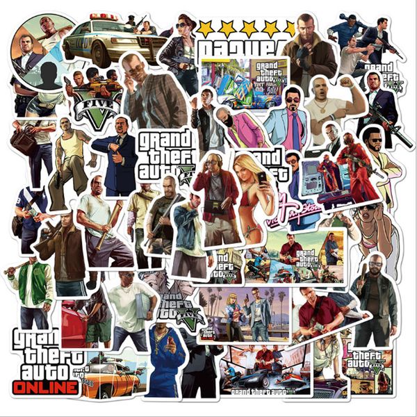 

50 pcs grand theft auto graffiti waterproof skateboard travel suitcase phone lapluggage stickers cute kids girl toys