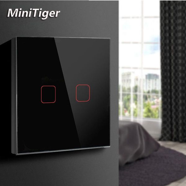 

smart home control minitiger touch switch for led light bulb ac 170-220v eu/uk standard 3/2/1 gang 1 way wall screen crystal glass