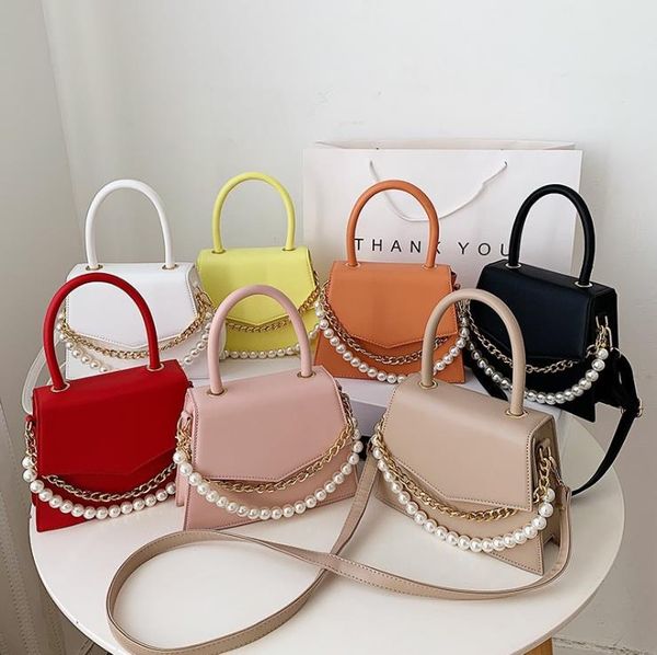 

2021 spring/summer women's bag beaded shoulder trendy chain messenger bags