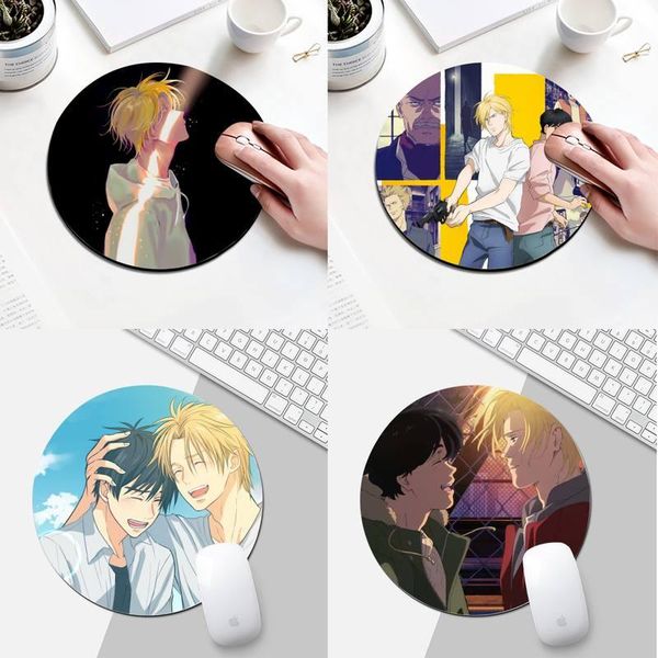 

mouse pads & wrist rests yndfcnb banana fish comfort mat gaming mousepad round desk gamer for pc lappad