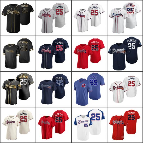 

atlanta braves men 25 tyler flowers youth women jersey, Black;red