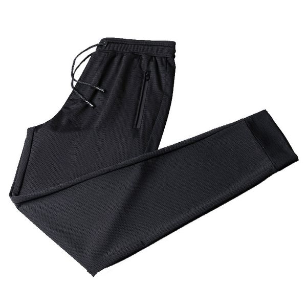 

men's pants spring ice silk men increase fertilizer plus size hollow out summer trouses man casual closing sportpants 6xps, Black