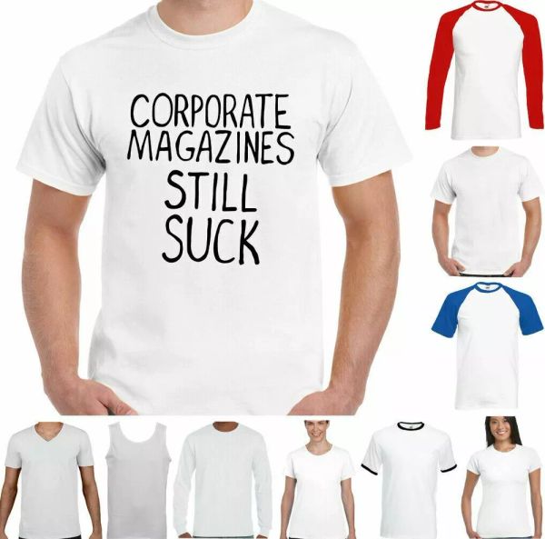 

kurt cobain t-shirt as worn by corporate magazines still suck nirvana, White;black
