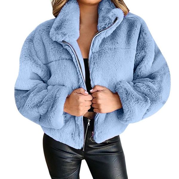 

Blue wool comfortable women's fleece jacket fleece winter outdoor solid color windproof fleece lining warm and comfortable jacket i, Black;brown