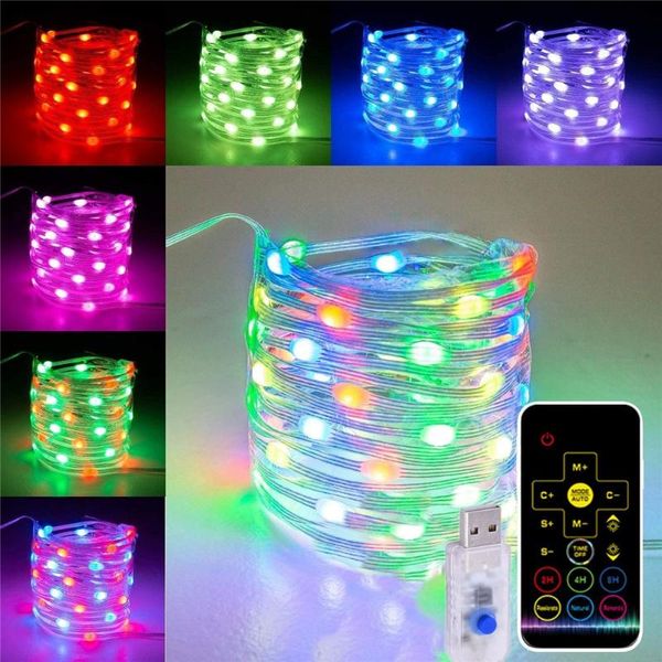 

strings led light string rgb fairy lights remote controller flexible strip decoration night luminous for christmas