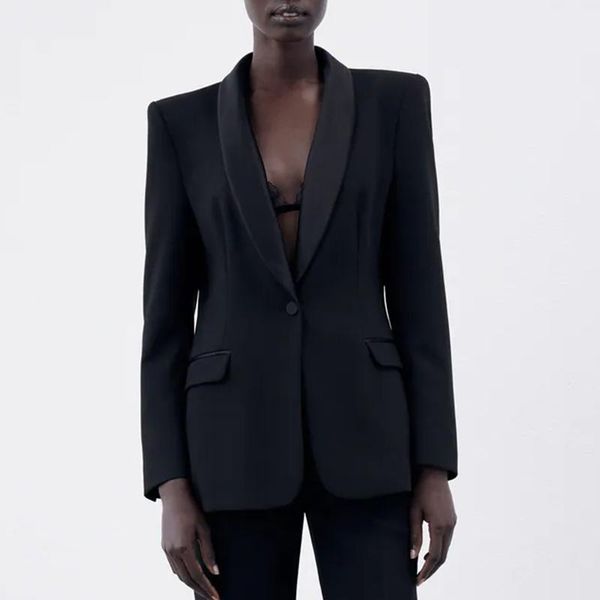

women's suits & blazers fashion office summer lady solid women elegant single button notched jackets pockets ladies, White;black