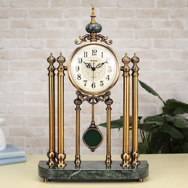 

desk & table clocks european-style luxury retro living room clock american home office ornaments creative bedroom decorations