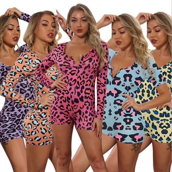 

Neck Leopard Print Rompers Sexy Skinny Shorts Jumpsuits Woman Clothes Designer Womens Jumpsuits Long Sleeve V, Purple