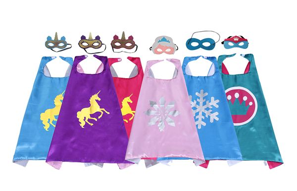 Mantello per bambini Set con maschere di feltro costumi cosplay Raso a 2 strati 70 * 70 cm Film di cartoni animati Bambino in maschera Bomboniere