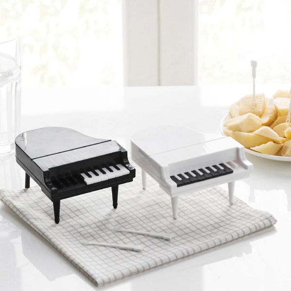 

forks 1pc piano shaped fruit creative cake dessert snack sticks home party kitchen table decorating