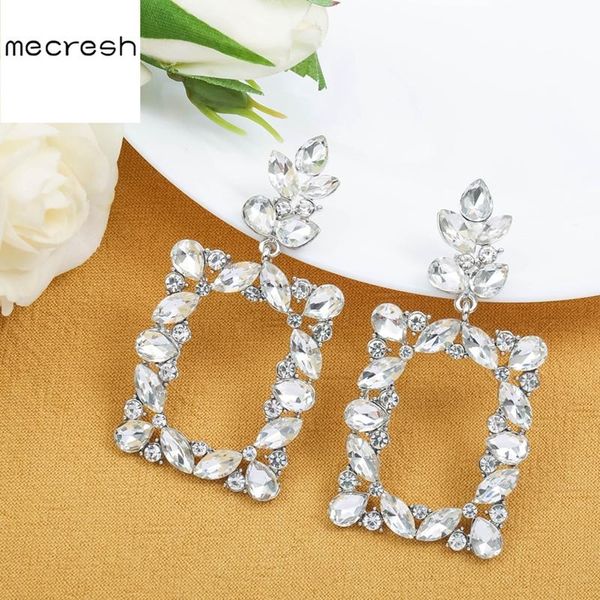 

dangle & chandelier mecresh crystal pendant earrings big long square drop women wedding bridal jewelry wholesale gifts meh1780, Silver