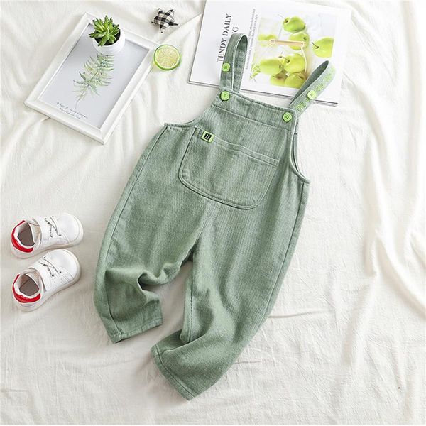 

jumpsuits little baby boy girl's suspenders pants, children's casual solid color jeans straps long pants with big pocket, Blue