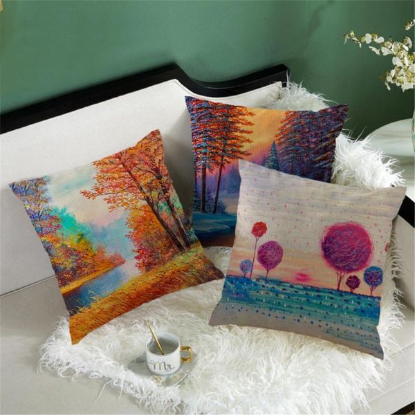 

nanacoba cushion cover christmas decoration for home living room bedroom throw pillowcases nature landscape pillows covers cushion/decorativ