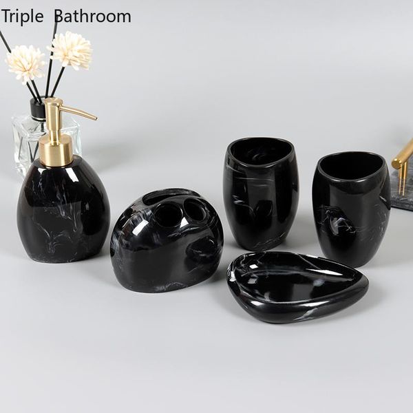 

bath accessory set nordic bathroom kit resin household toothbrush holder mouth cup liquid soap dispenser rack five piece wash accessories